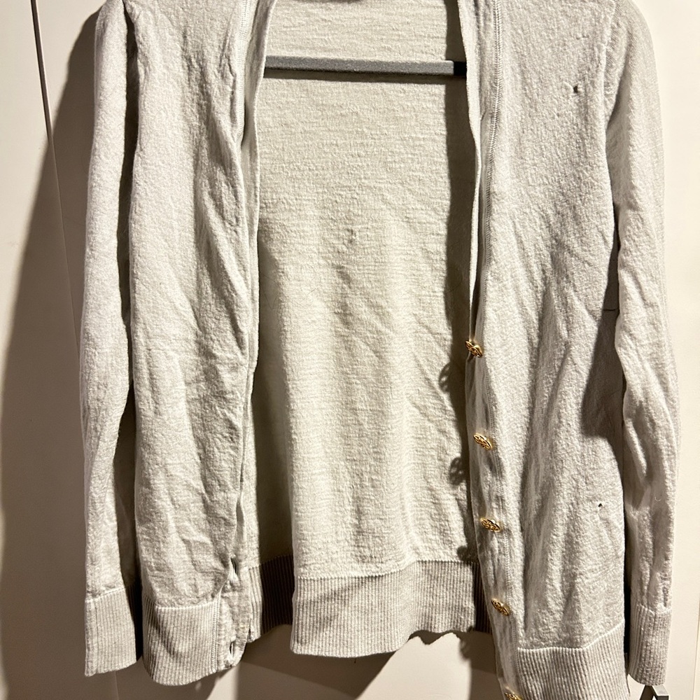 Tory Burch Cream Cardigan with Gold Accents